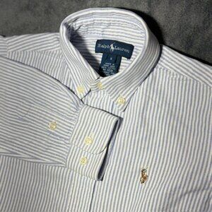 Ralph Lauren Sz 5 Boys Cotton Oxford Shirt Color Light Blue Stripe